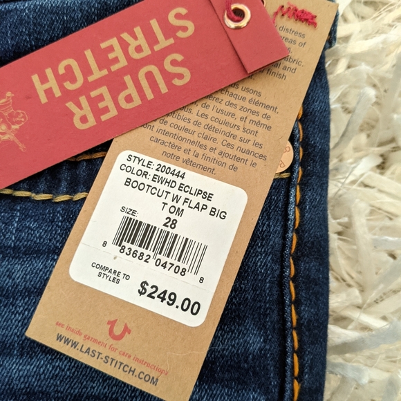 NWT True Religion Bootcut Jeans size 28 - Picture 3 of 6